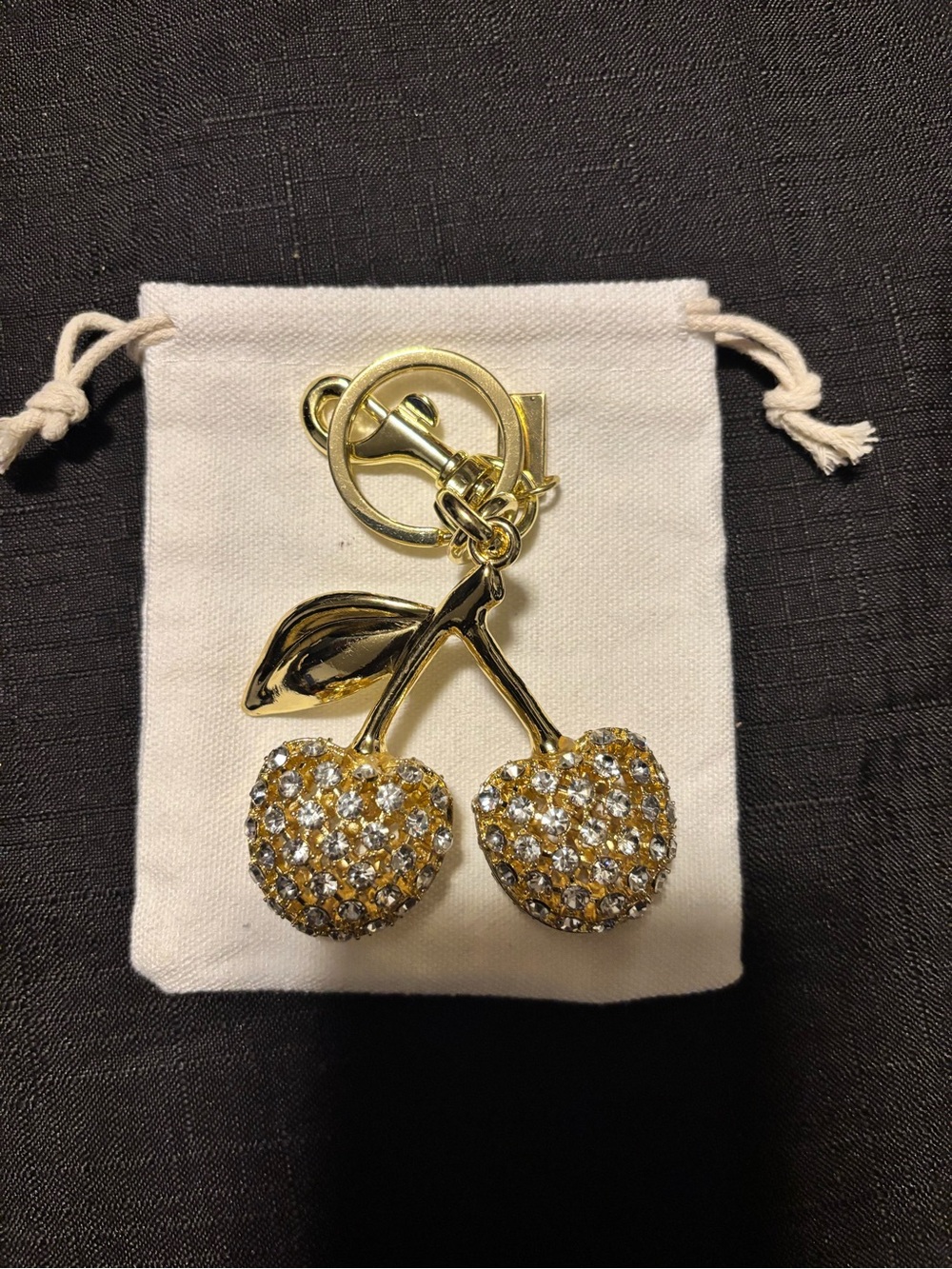 Gold Crystal Cherry Keychain